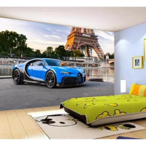 Papel De Parede 3d Carro Bugatti Chiron Pista 10m² Car13