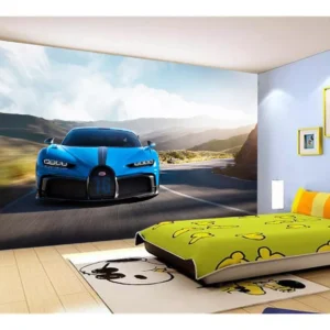 Papel De Parede 3d Carro Bugatti Chiron Pista 10m² Car14