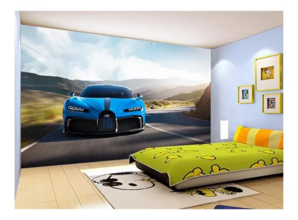 Papel De Parede 3d Carro Bugatti Chiron Pista 10m² Car14