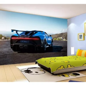 Papel De Parede 3d Carro Bugatti Chiron Pista 10m² Car15