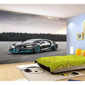 Papel De Parede 3d Carro Bugatti Chiron Pista 7,5m² Car09