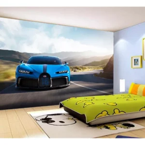 Papel De Parede 3d Carro Bugatti Chiron Pista 7,5m² Car14