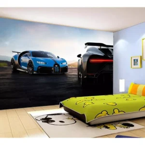 Papel De Parede 3d Carro Bugatti Chiron Pista 7,5m² Car16