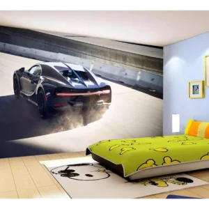 Papel De Parede 3d Carro Bugatti Chiron Pista 7,5m² Car17