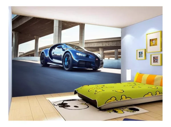 Papel De Parede 3d Carro Bugatti Chiron Pista 7,5m² Car18