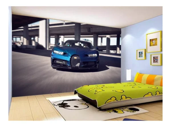 Papel De Parede 3d Carro Bugatti Chiron Pista 7,5m² Car19