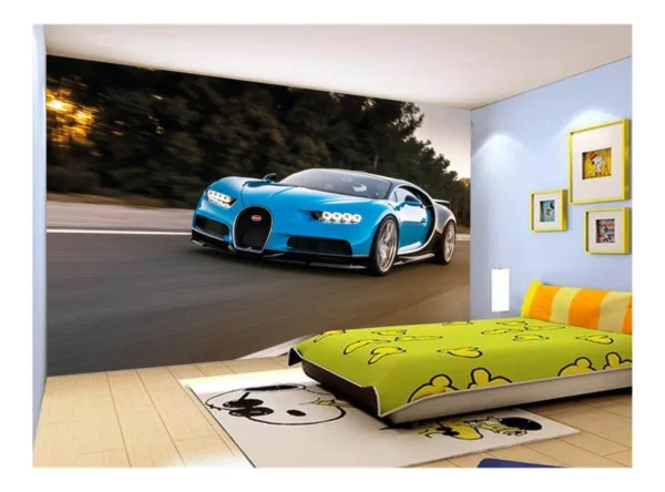 Papel De Parede 3d Carro Bugatti Chiron Pista 7,5m² Car20