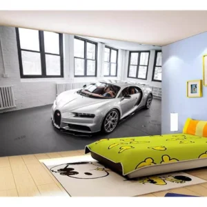 Papel De Parede 3d Carro Bugatti Chiron Pista 7,5m² Car22