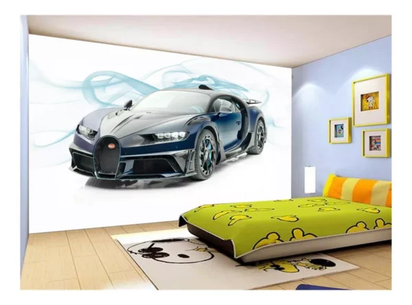 Papel De Parede 3d Carro Bugatti Chiron Pista 7,5m² Car24