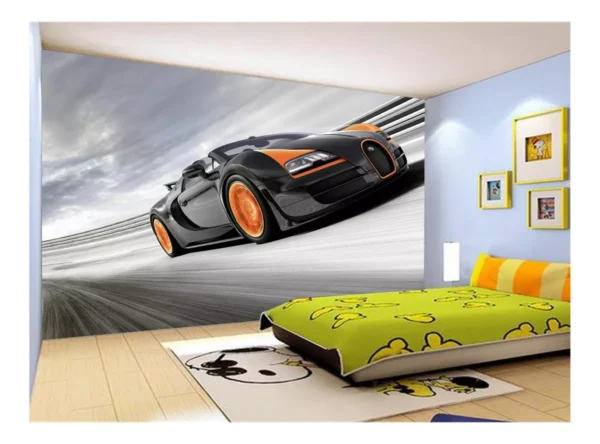 Papel De Parede 3d Carro Bugatti Veyron Pista 10m² Car07