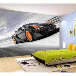 Papel De Parede 3d Carro Bugatti Veyron Pista 9m² Car07