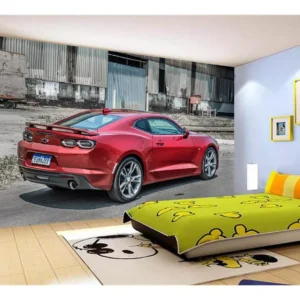 Papel De Parede 3d Carro Camaro Chevy Vermelho 7,5m² Car51