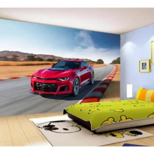 Papel De Parede 3d Carro Camaro Chevy Vermelho 7,5m² Car54