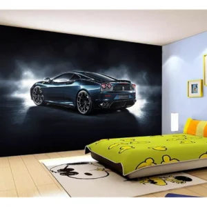 Papel De Parede 3d Carro Ferrari Azul Escuro 7,5m² Car102