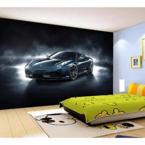 Papel De Parede 3d Carro Ferrari Azul Escuro 7,5m² Car103