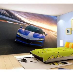 Papel De Parede 3d Carro Ferrari Azul Escuro 7,5m² Car145