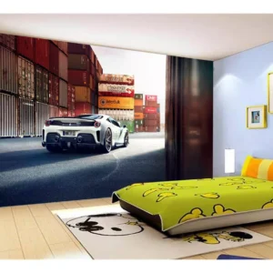 Papel De Parede 3d Carro Ferrari Branca Pista 7,5m² Car157