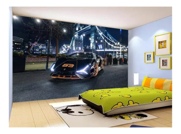 Papel De Parede 3d Carro Lamborghini V12 Sian 7,5m² Car217