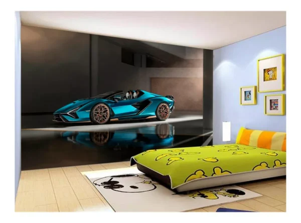 Papel De Parede 3d Carro Lamborghini V12 Sian 7,5m² Car223