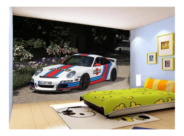 Papel De Parede 3d Carro Porsche 911 Gt Pista 7,5m² Car320