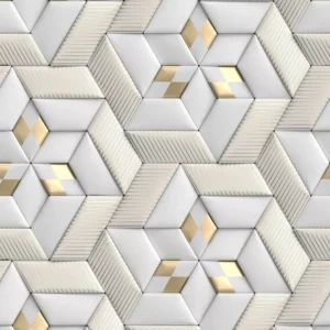 Papel De Parede 3d Dourado Geométrico Adesivo Lavável