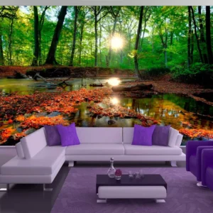 Papel De Parede 3d Floresta Arvores Natureza 3m² Xna02