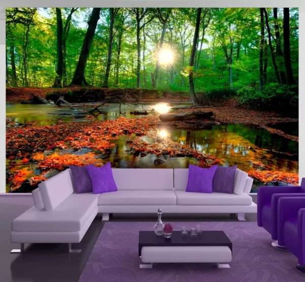 Papel De Parede 3d Floresta Arvores Natureza 3m² Xna02