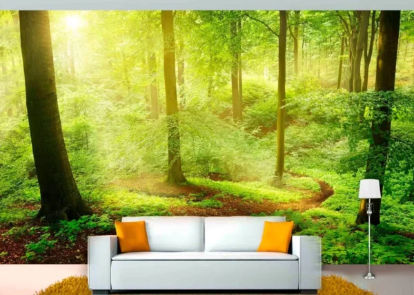 Papel De Parede 3d Floresta Arvores Natureza Folhas M² Xna16