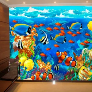 Papel De Parede 3d Fundo Do Mar Coral Peixes 9,5m² Fm39