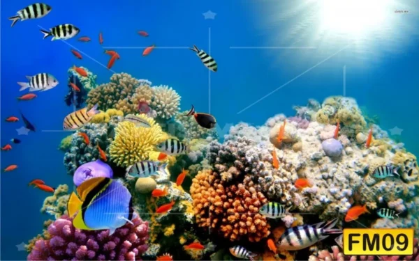 Papel De Parede 3d Fundo Do Mar Peixes Corais 10m² Fm09