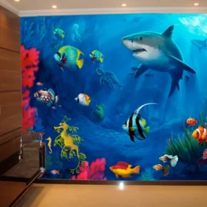 Papel De Parede 3d Fundo Do Mar Peixes Corais 10m² Fm37