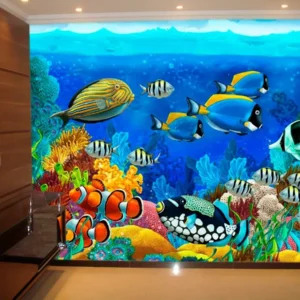 Papel De Parede 3d Fundo Do Mar Peixes Corais 3m² Fm40