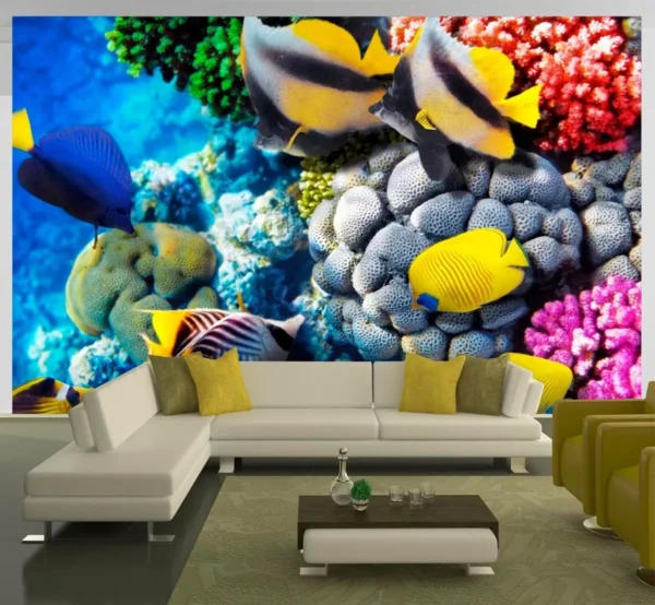 Papel De Parede 3d Fundo Do Mar Peixes Corais 4,5m² Fm42