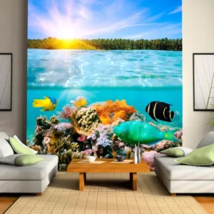 Papel De Parede 3d Fundo Do Mar Peixes Corais 5,5m² Fm35