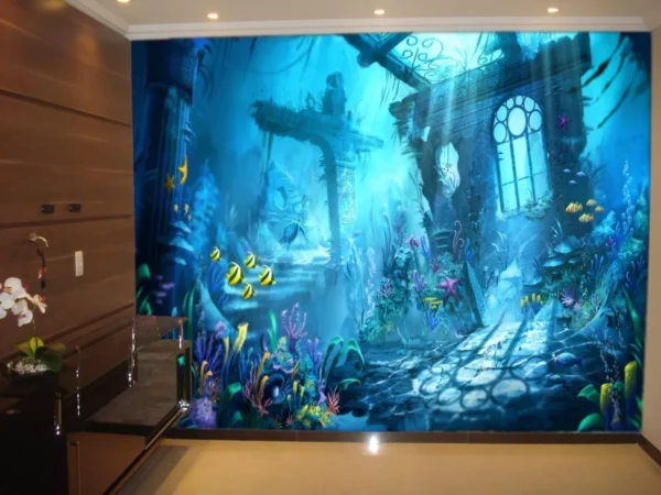 Papel De Parede 3d Fundo Do Mar Peixes Corais 6,5m² Fm06