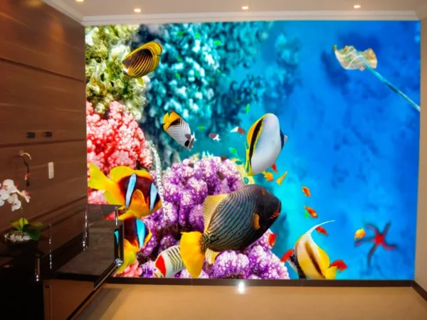 Papel De Parede 3d Fundo Do Mar Peixes Corais 6,5m² Fm38