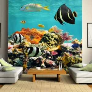 Papel De Parede 3d Fundo Do Mar Peixes Corais 6m² Fm02