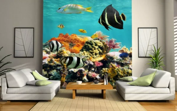 Papel De Parede 3d Fundo Do Mar Peixes Corais 6m² Fm02