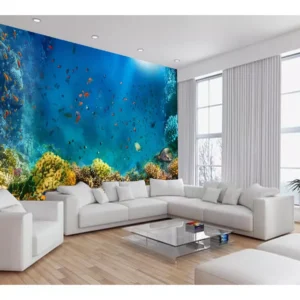 Papel De Parede 3d Fundo Do Mar Peixes Oceano 7,5m² Fm113