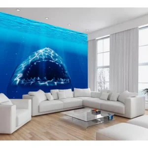 Papel De Parede 3d Fundo Do Mar Tubarão Branco 7,5m² Fm116