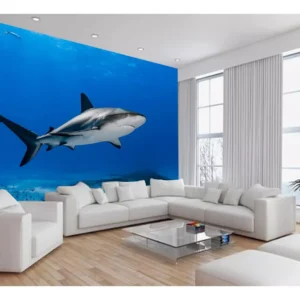 Papel De Parede 3d Fundo Do Mar Tubarão Branco 7,5m² Fm119