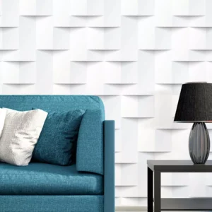 Papel De Parede 3d Geometrico Branco Sala Lavável 3m