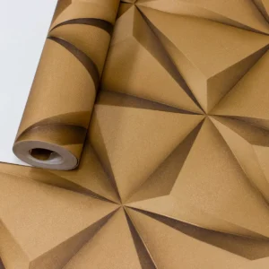 Papel De Parede 3d Geométrico Triângulos Top Dourado Escuro