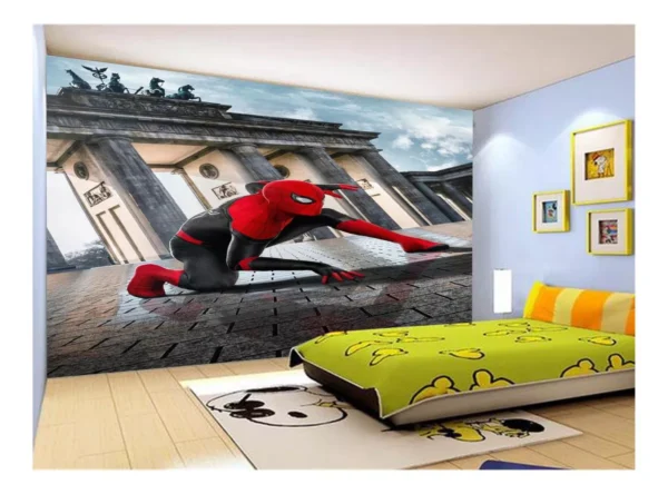 Papel De Parede 3d Heróis Homem Aranha Preto 7,5m² Nhma294