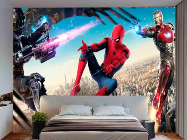 Papel De Parede 3d Heróis Marvel Homem Aranha 10m² Nhma29