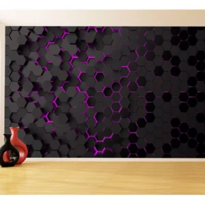 Papel De Parede 3d Hexágonos Moderno Gamer Rosa 3,5m Txt37