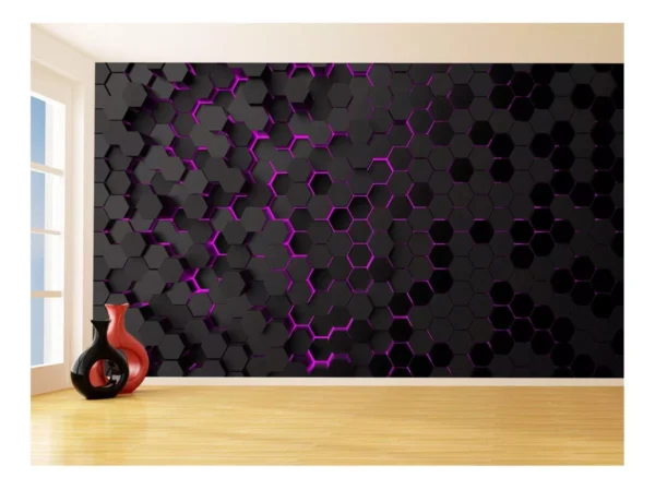 Papel De Parede 3d Hexágonos Moderno Gamer Rosa 3,5m Txt37