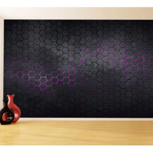 Papel De Parede 3d Hexágonos Moderno Gamer Rosa 3,5m Txt45