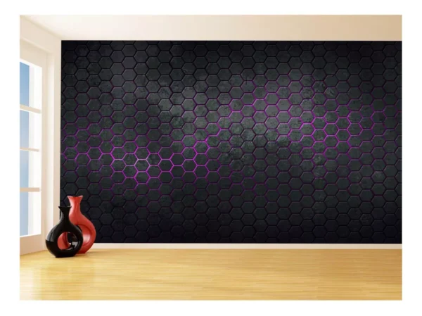 Papel De Parede 3d Hexágonos Moderno Gamer Rosa 3,5m Txt45