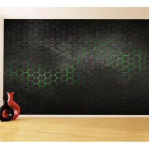 Papel De Parede 3d Hexágonos Moderno Gamer Verde 3,5m Txt43